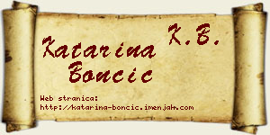Katarina Bončić vizit kartica